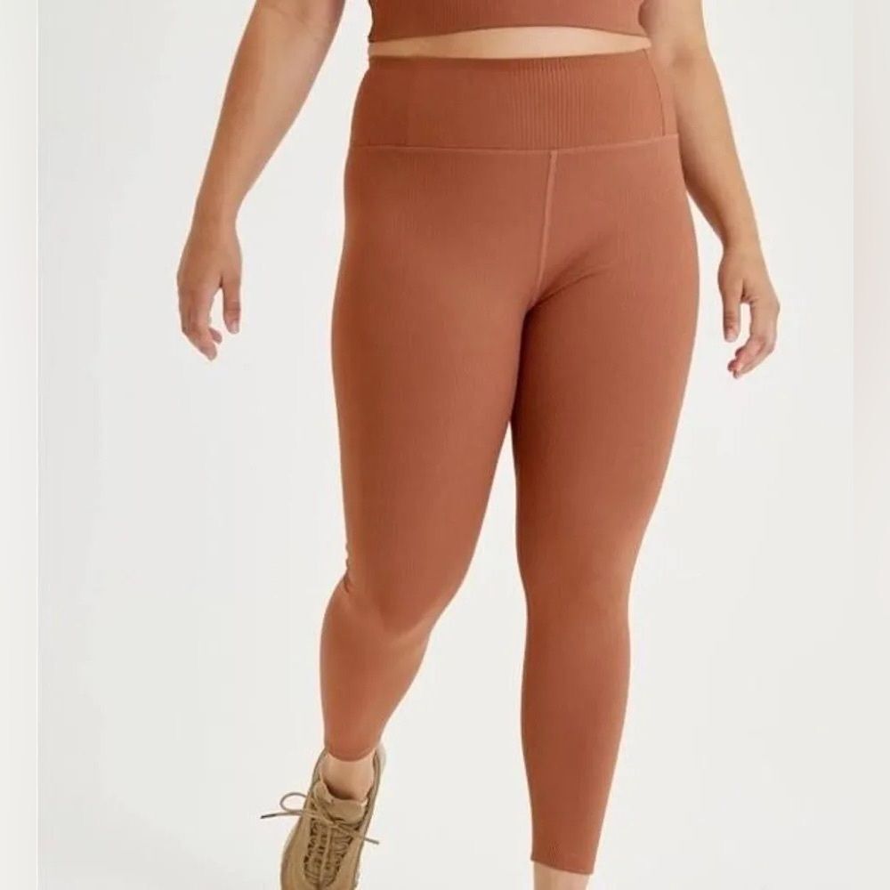Girlfriend Collective Rye Ribbed High Rise Activewear Leggings Women Size Medium